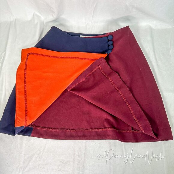 ASOS Colorblock Skirt with Button Wrap - Picture 6 of 8